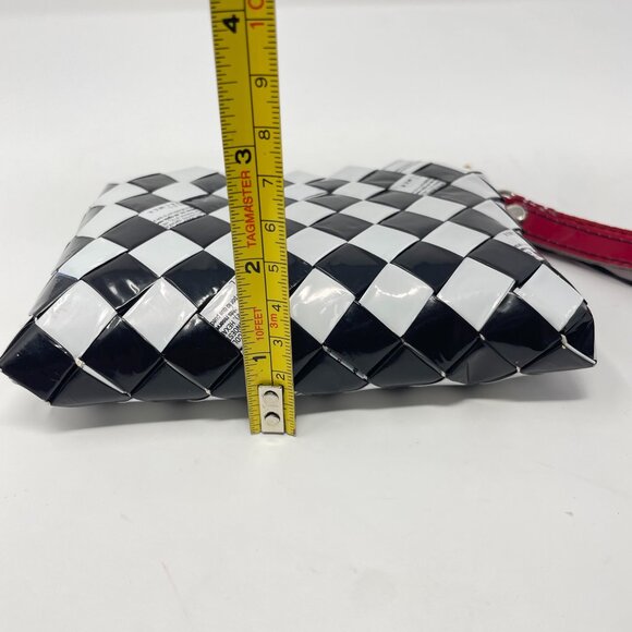 Nahui Ollin Clutch Wristlet Candy Wrappers Recycled Black White Red 5 1/2" - Picture 6 of 6